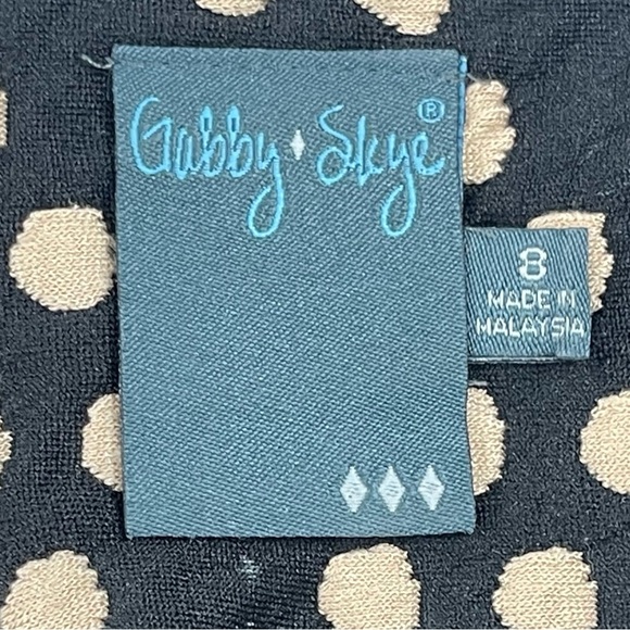 Gabby Skye Dress Womens 8 Black Cream Polka Dots Elbow Sleeves Exposed Zipper - Picture 8 of 10